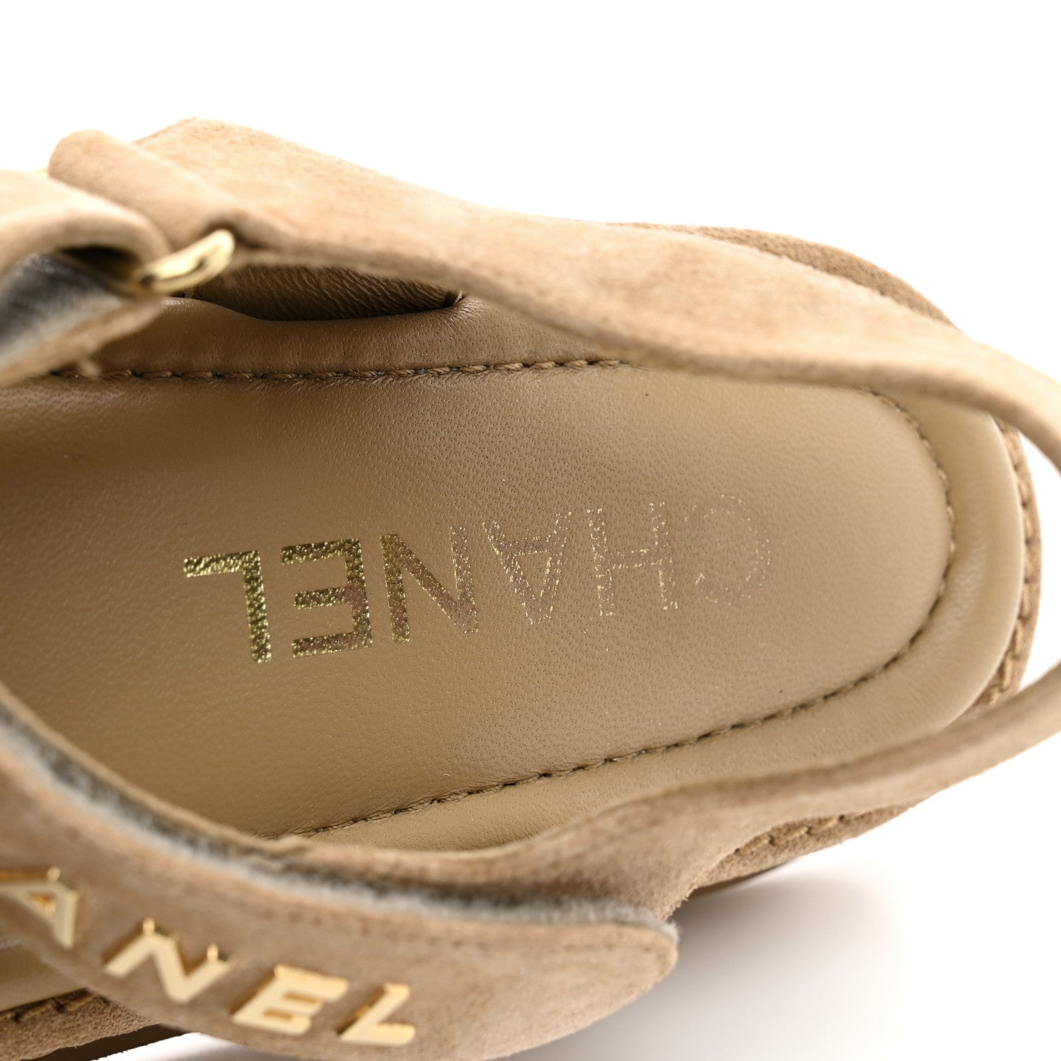 Chanel Suede Calfskin Velcro Dad Sandals 37.5 Beige 8 of 12