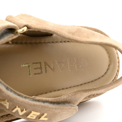 Chanel Suede Calfskin Velcro Dad Sandals 37.5 Beige 8 of 12