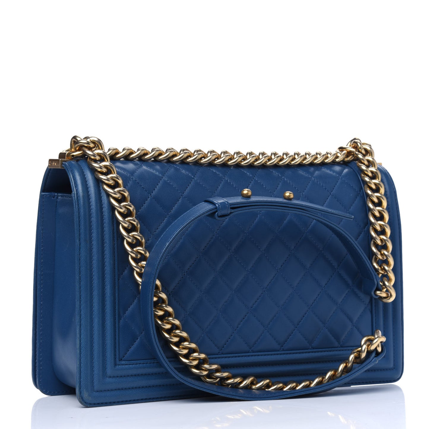 Lambskin Quilted New Medium Boy Flap Dark Navy Blue