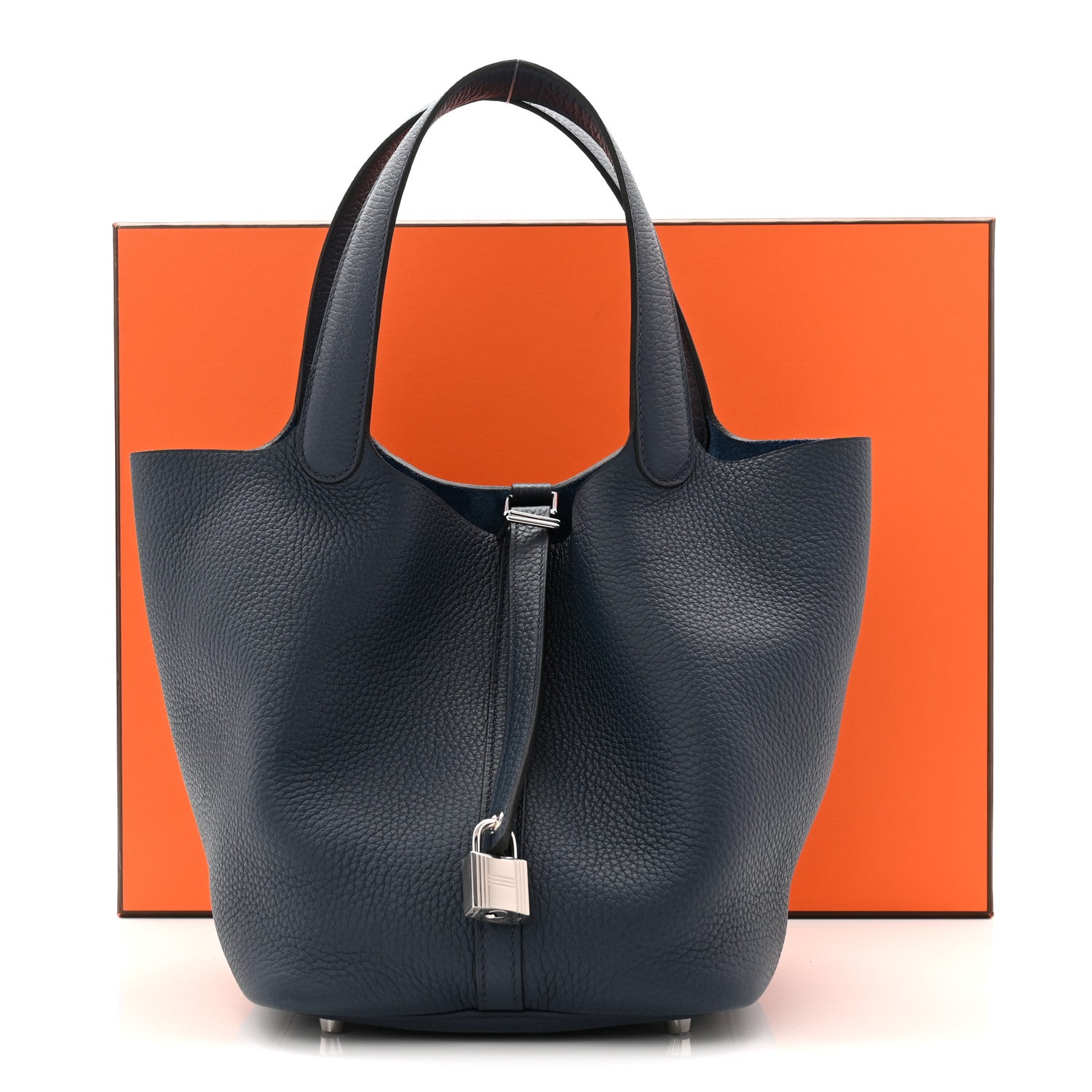 Hermes Taurillon Clemence Picotin Lock 22 MM Bleu de Prusse 11 of 11