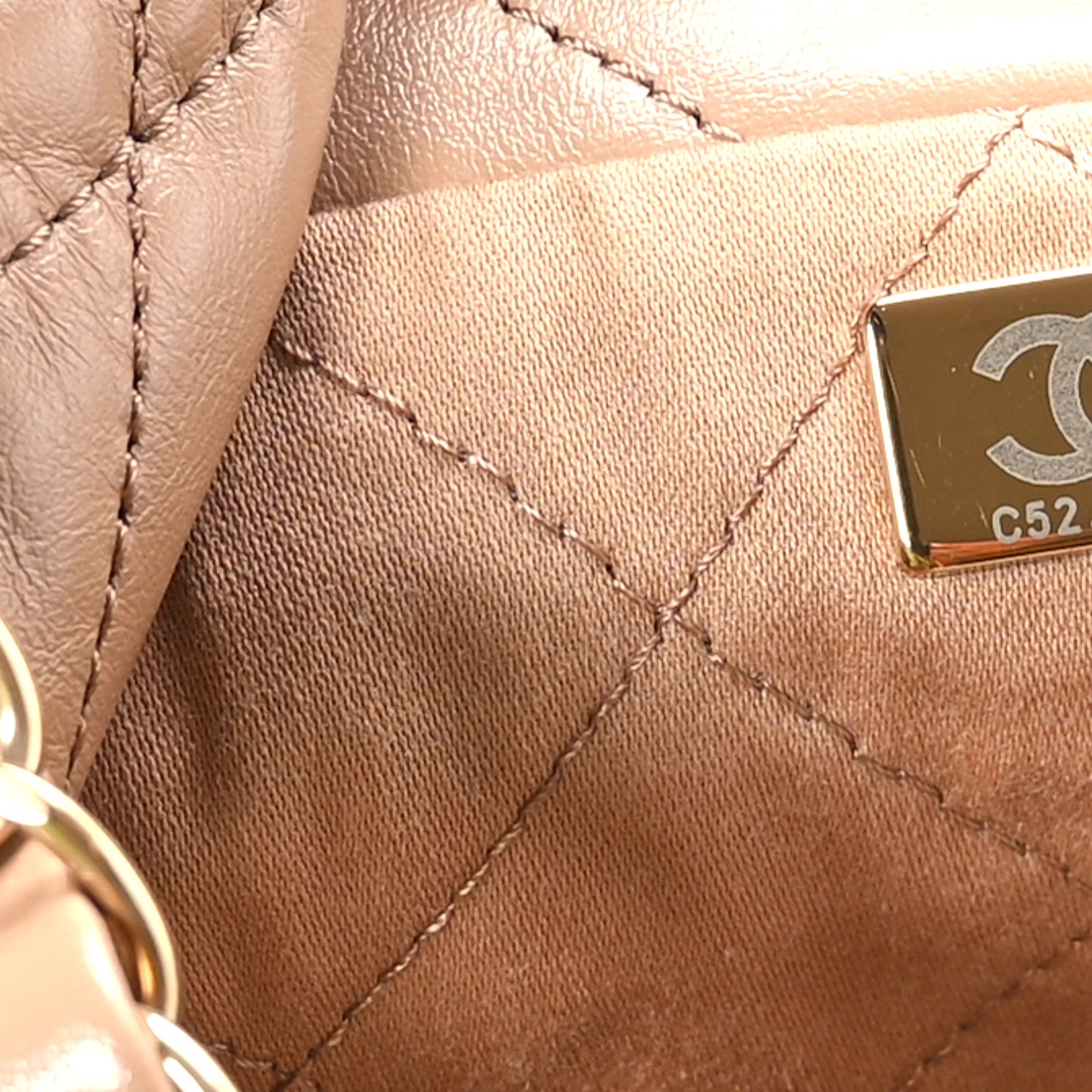 Shiny Calfskin Quilted Small Chanel 22 Beige