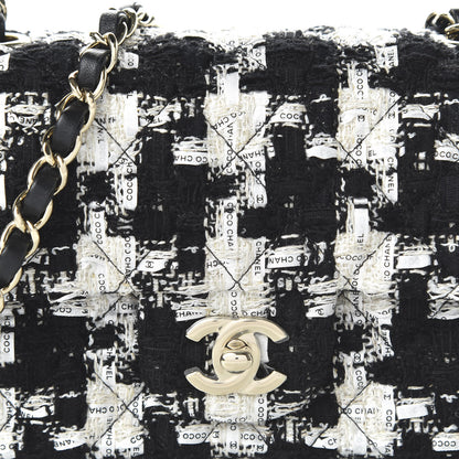 Chanel Tweed Quilted Mini Rectangular Flap Black Ecru White 10 of 11