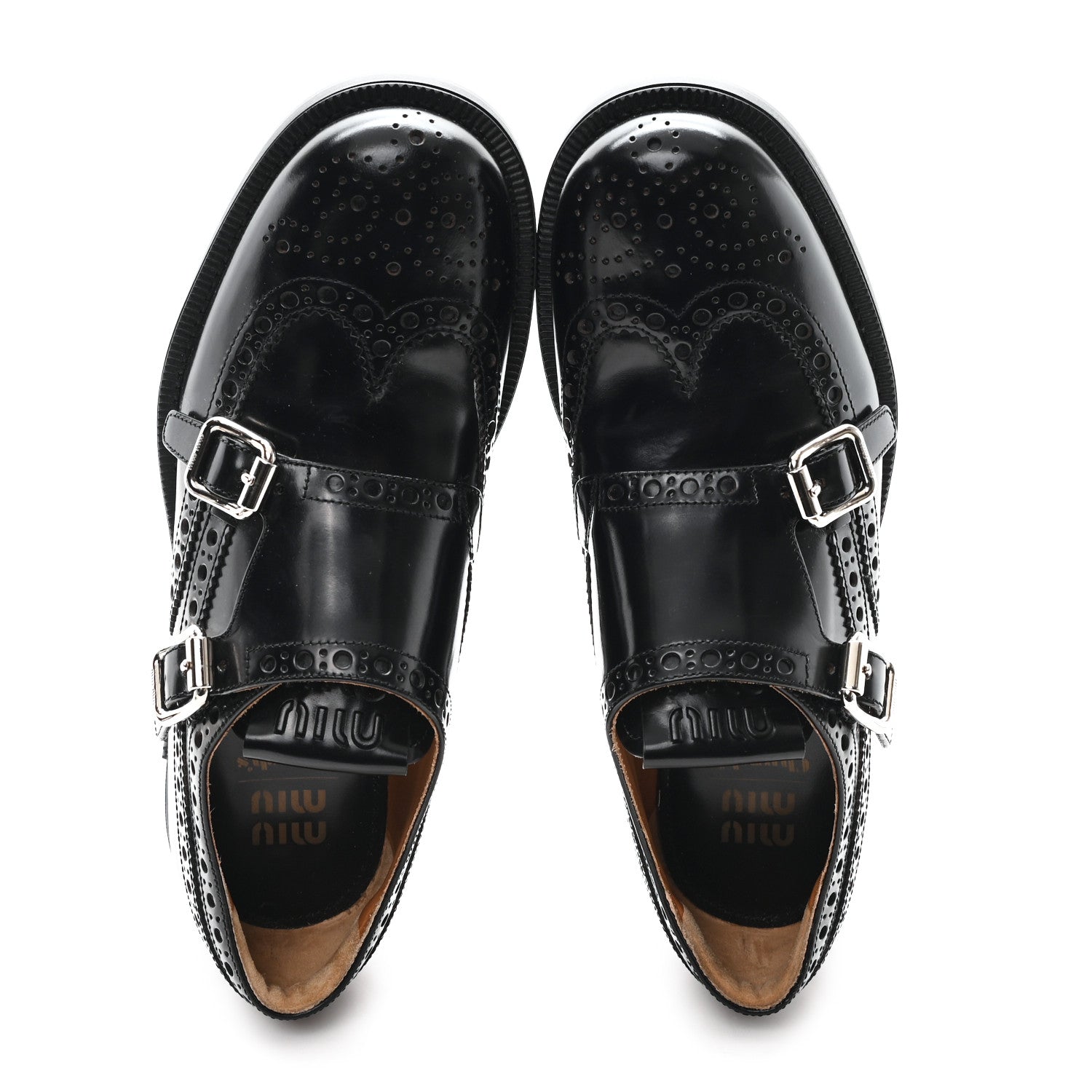 Miu Miu X CHURCH'S Shiny Calfskin Double Monk Loafer 36.5 Black 2 of 10