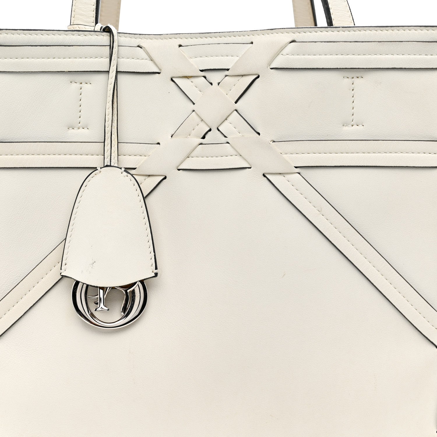 Christian Dior Calfskin Woven Giant Cannage Connect Tote White 8 of 16