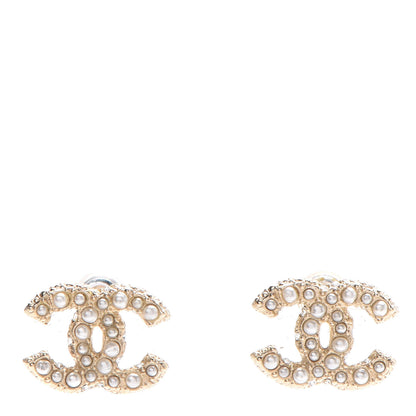 Chanel Metal Pearl CC Earrings Gold 1 of 5