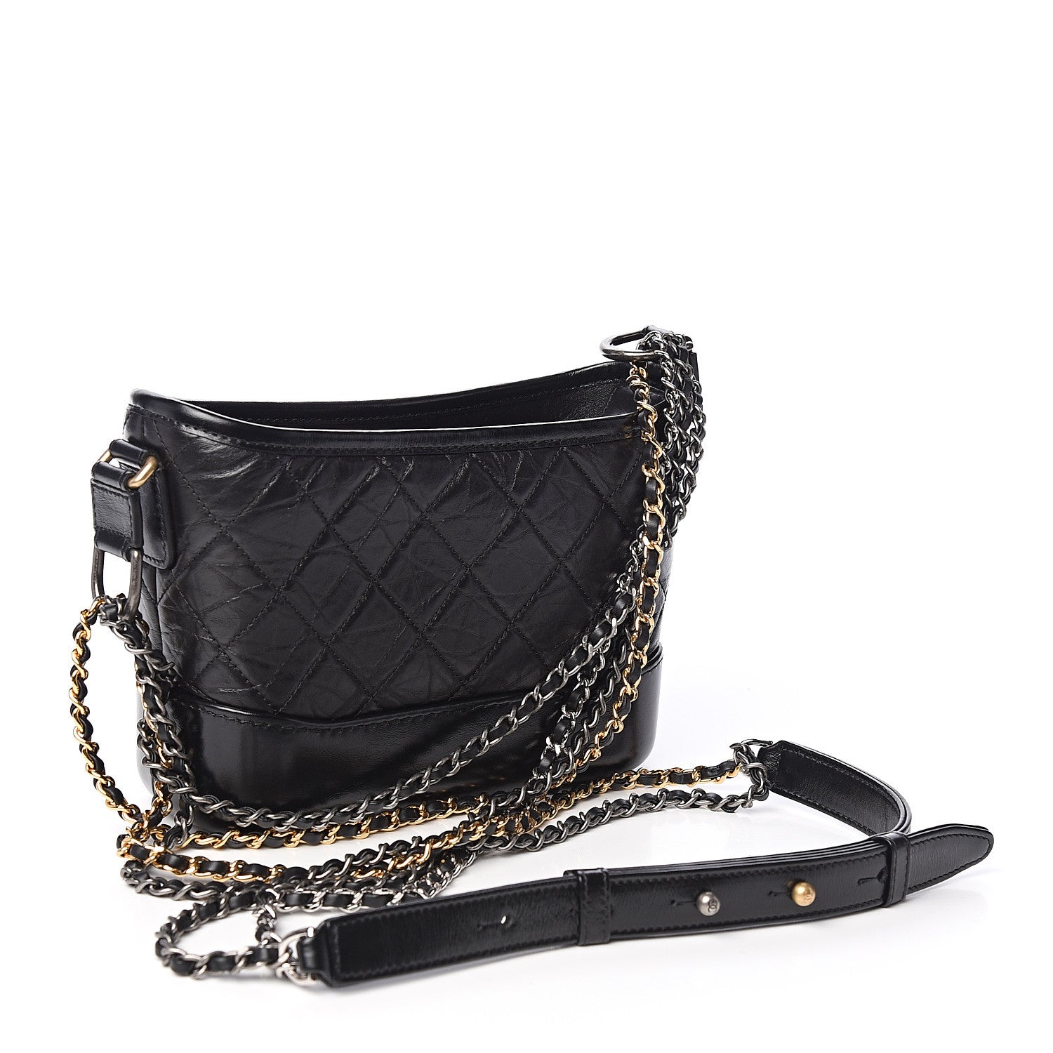 Chanel Aged Calfskin Quilted Small Gabrielle Hobo Black 2 of 10