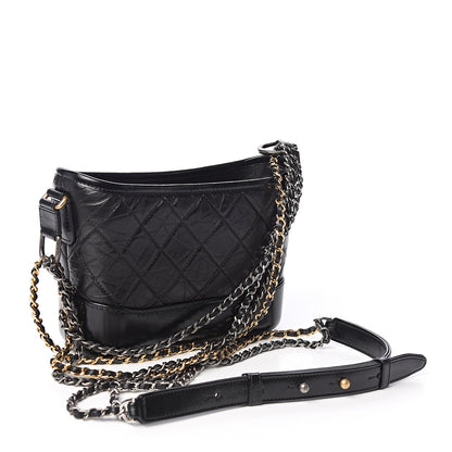 Chanel Aged Calfskin Quilted Small Gabrielle Hobo Black 2 of 10