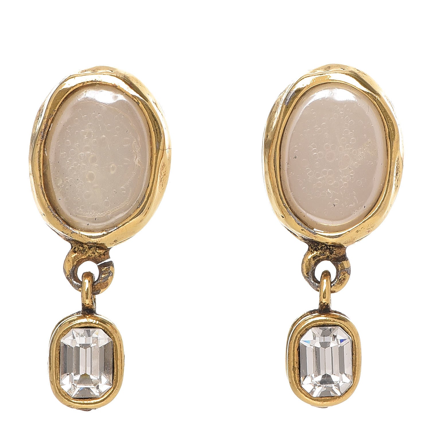 Chanel Pearl Crystal Drop Clip On Earrings 1 of 9