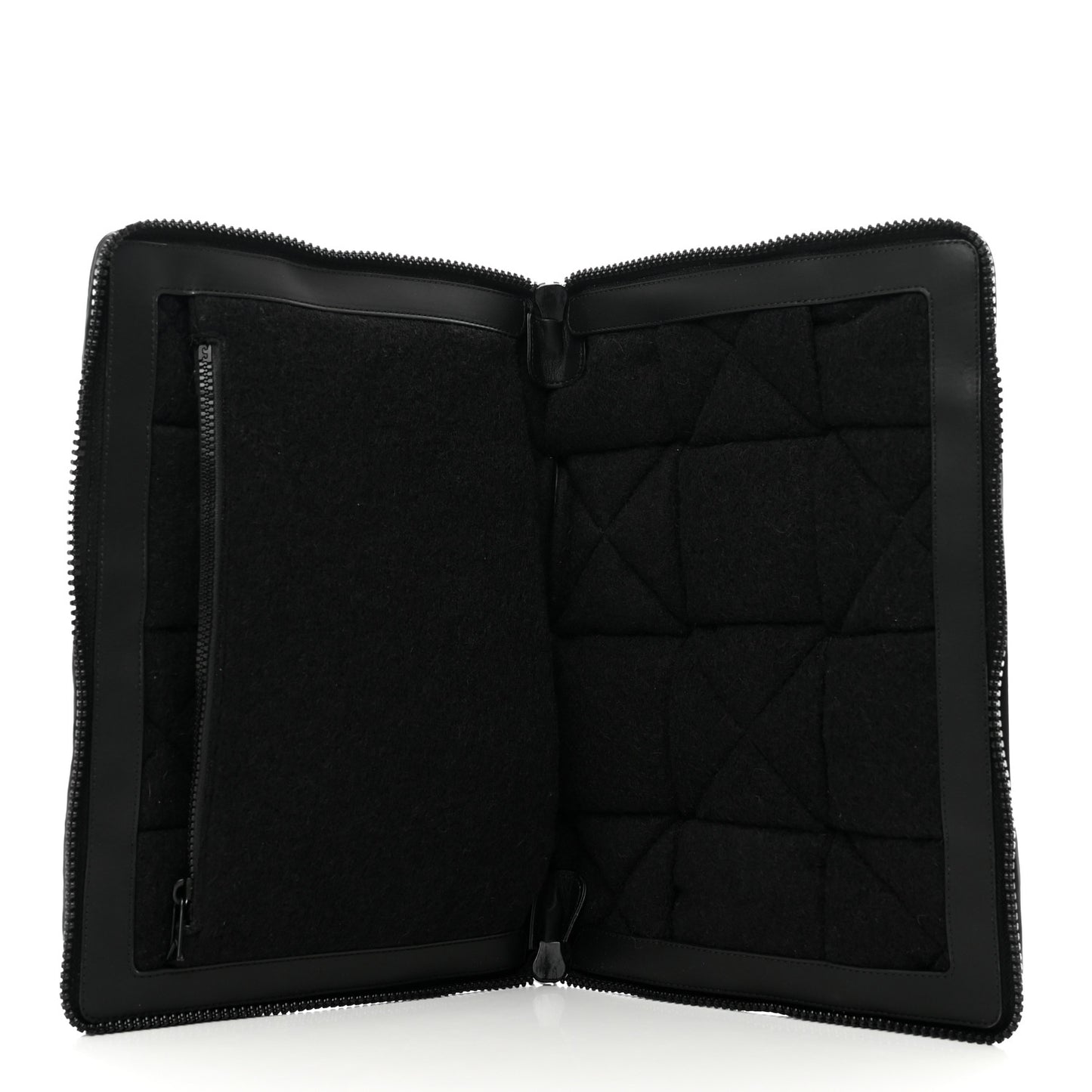 Calfskin Padded Maxi Intrecciato Document Case Black