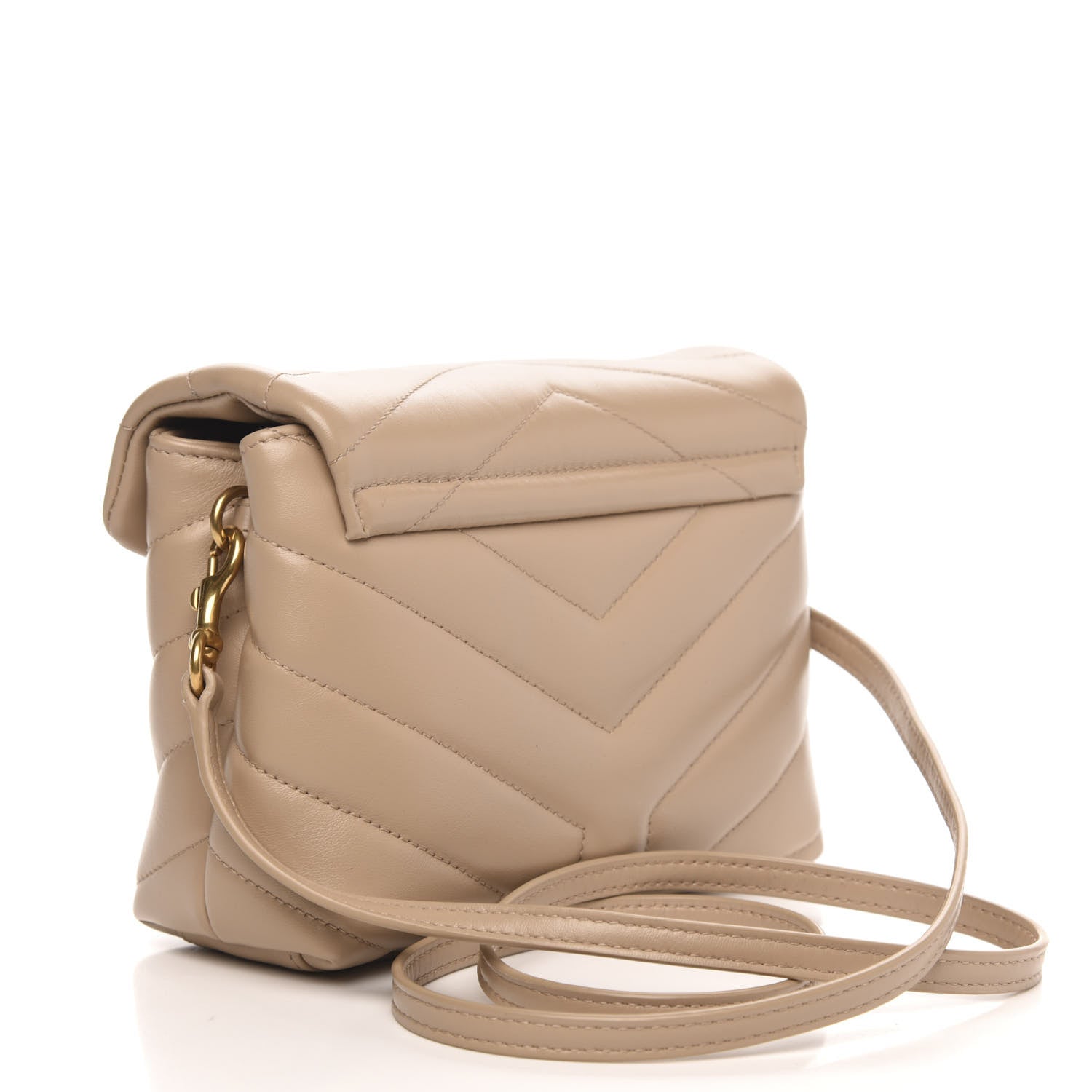 Saint Laurent Calfskin Y Quilted Monogram Toy Loulou Crossbody Bag Dark Beige 3 of 8