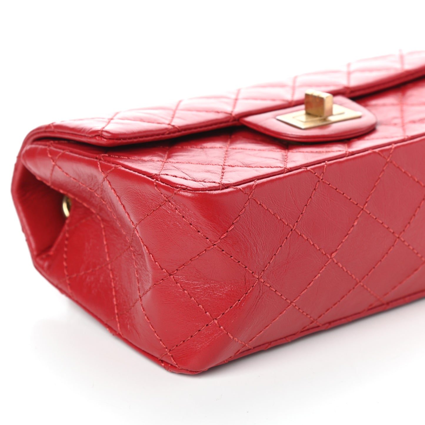 Aged Calfskin Quilted 2.55 Reissue Mini Flap Red