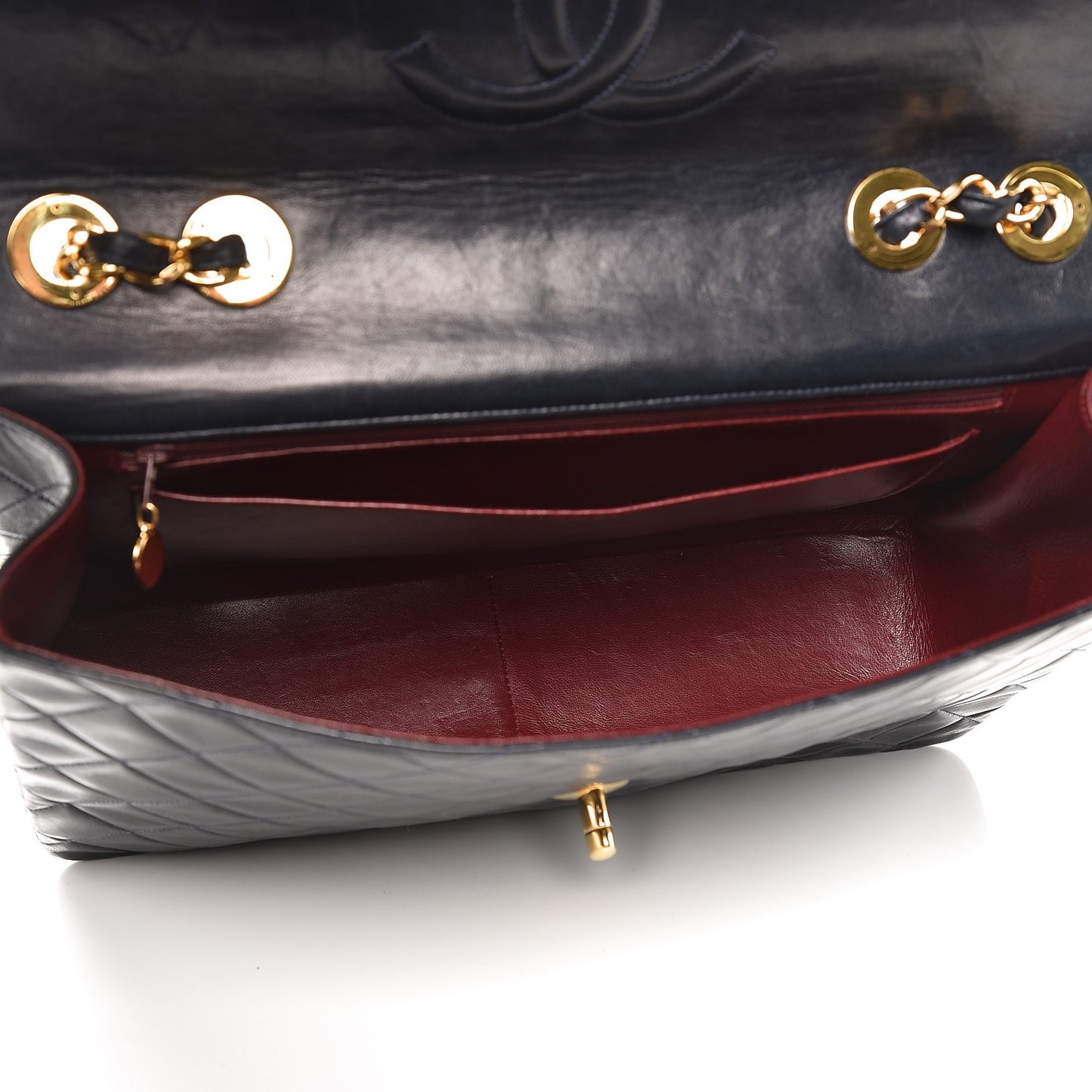 Lambskin Quilted XL Jumbo Single Flap Navy