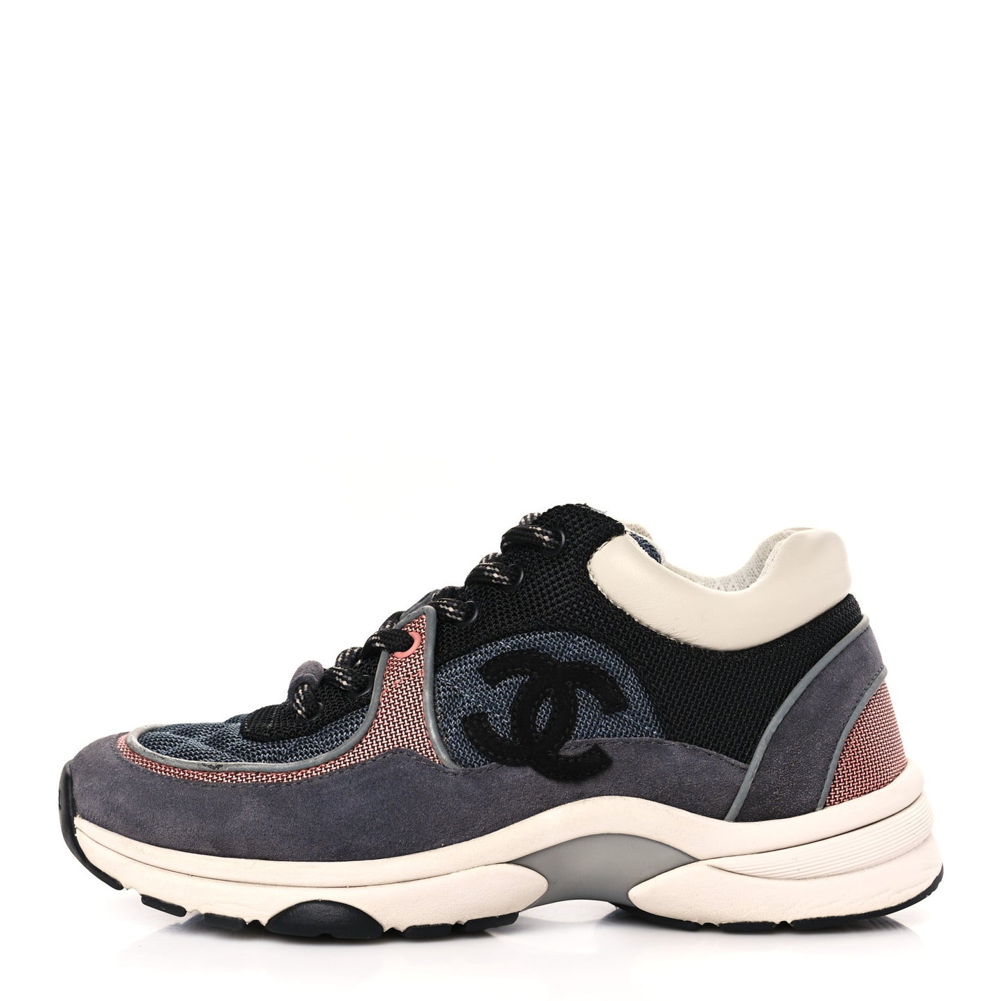 Nylon Calfskin Suede Womens CC Sneakers 36 Grey Pink