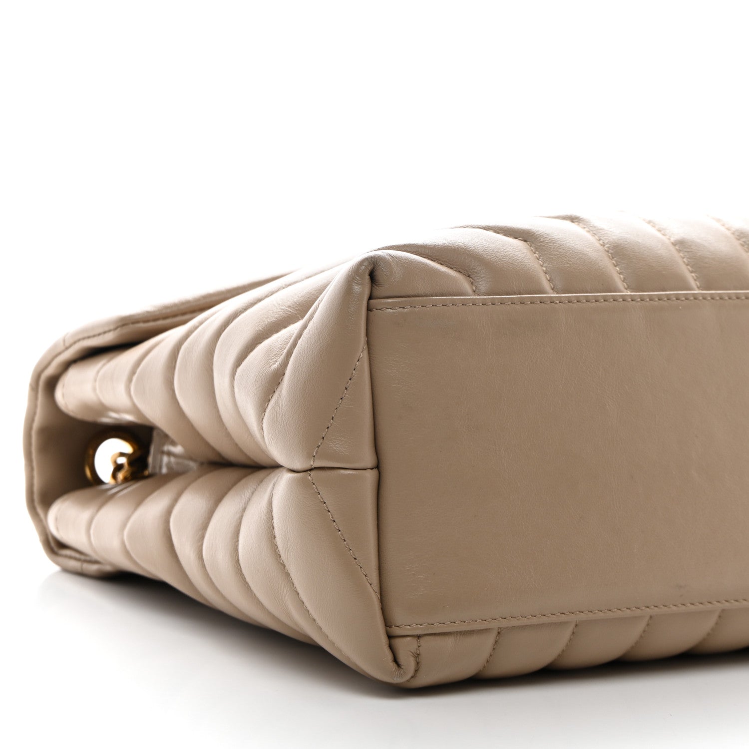 Saint Laurent Calfskin Y Quilted Monogram Medium Loulou Chain Satchel Dark Beige 10 of 13