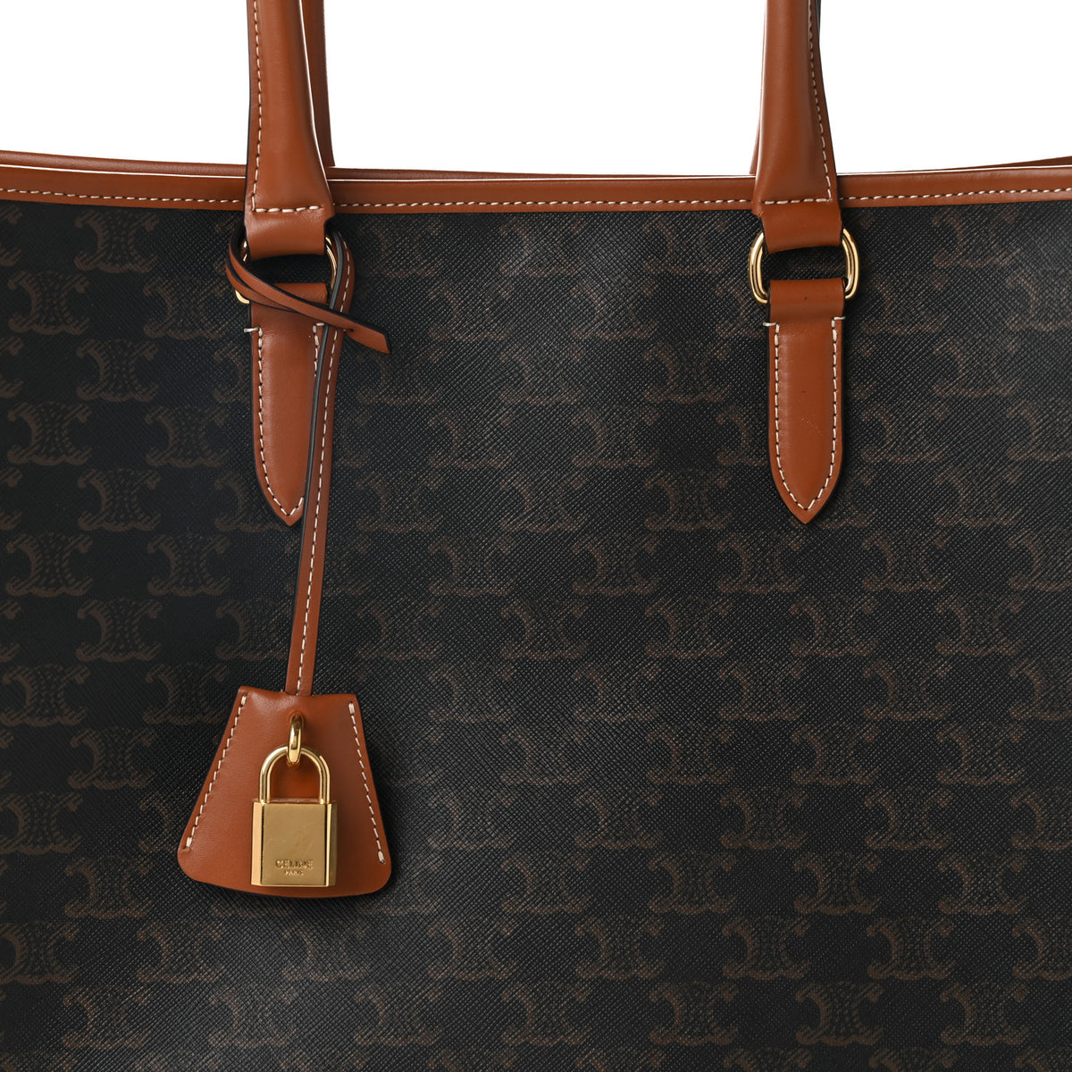 Triomphe Canvas Calfskin Horizontal Cabas Tan