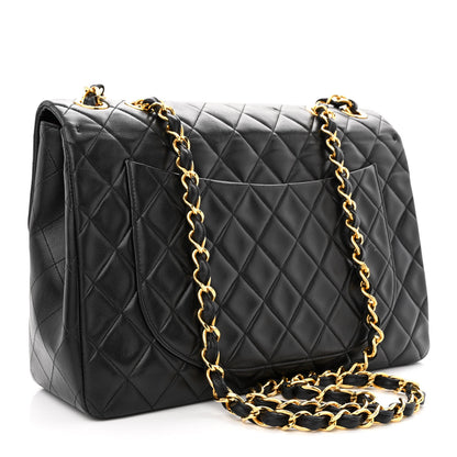 Chanel Lambskin Quilted XL Jumbo Single Flap Black 3 of 12
