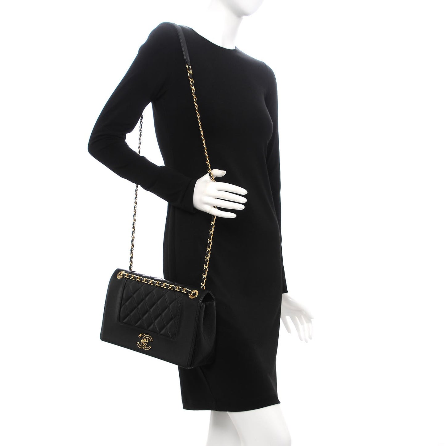 Sheepskin Quilted Vintage Mademoiselle Flap Black