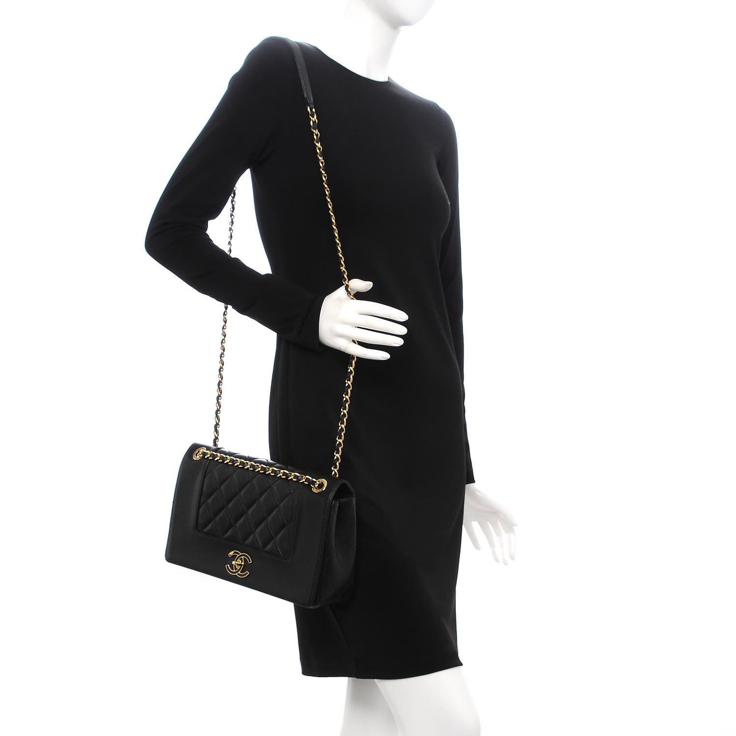 Chanel Sheepskin Quilted Vintage Mademoiselle Flap Black 2 of 8