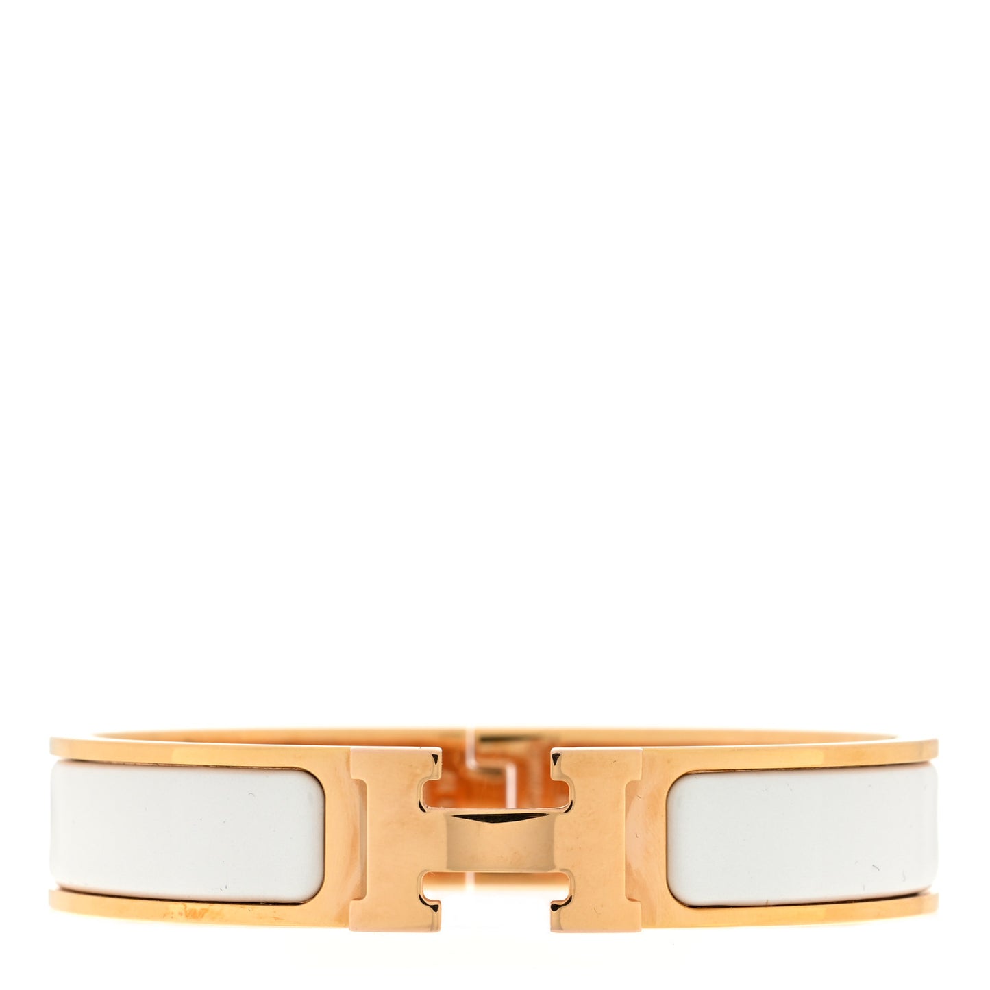 Enamel Narrow Clic Clac H Bracelet PM White
