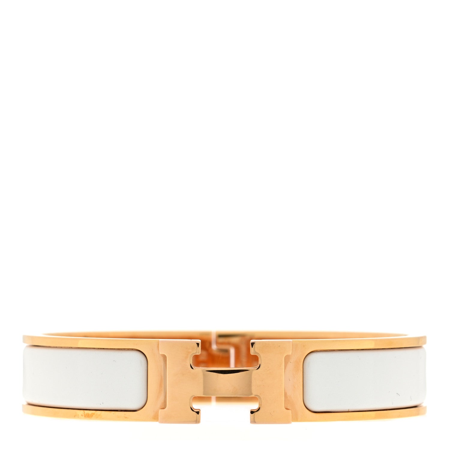 Hermes Enamel Narrow Clic Clac H Bracelet PM White 1 of 3