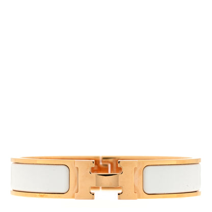 Hermes Enamel Narrow Clic Clac H Bracelet PM White 1 of 3