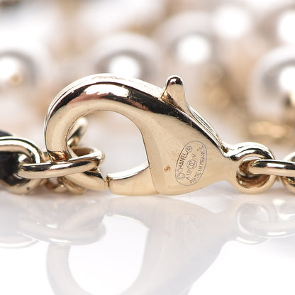 Chanel Lambskin Pearl Crystal Chain CC Bracelet Black Gold 4 of 5