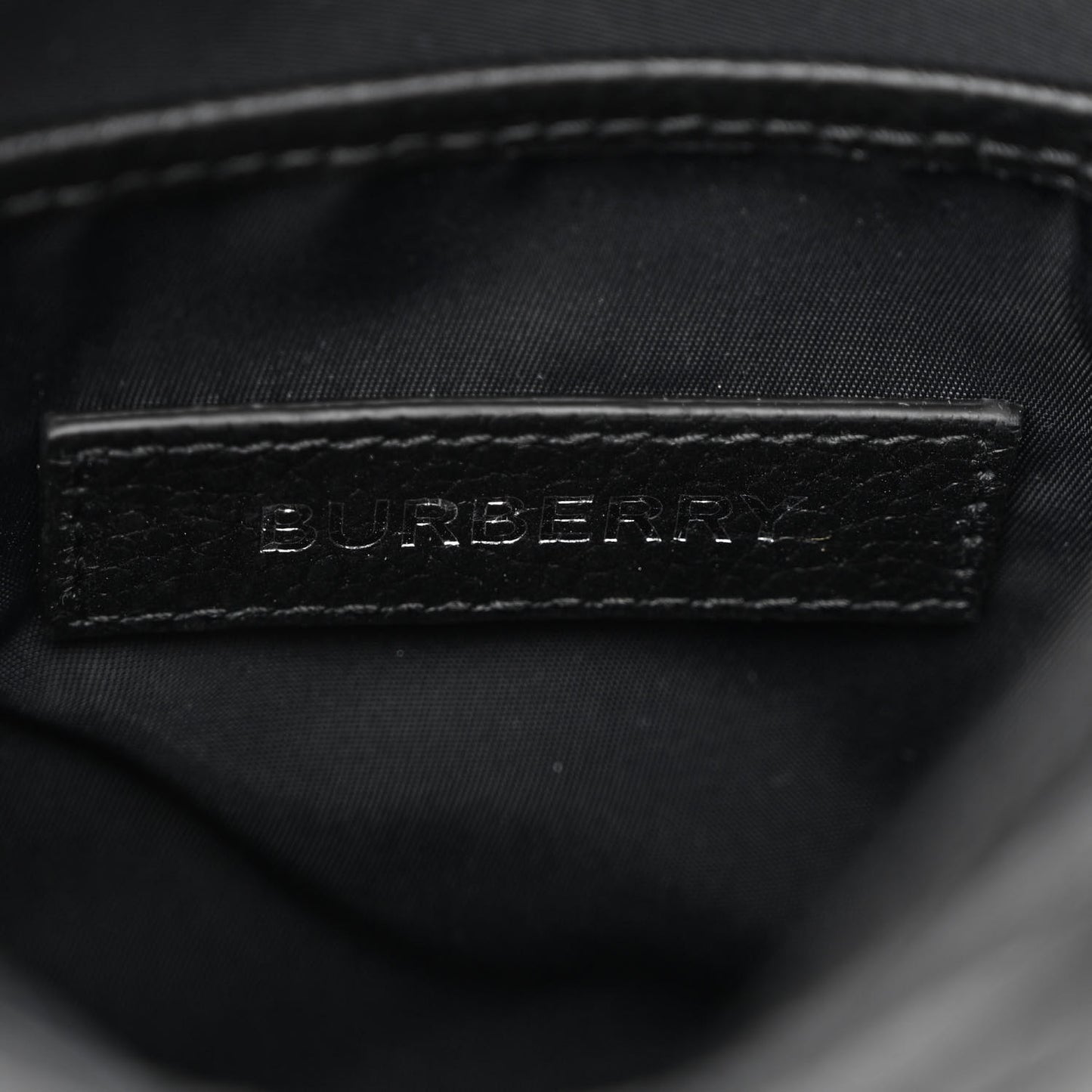 Grainy Calfskin Logo Embossed Crossbody Bag Black