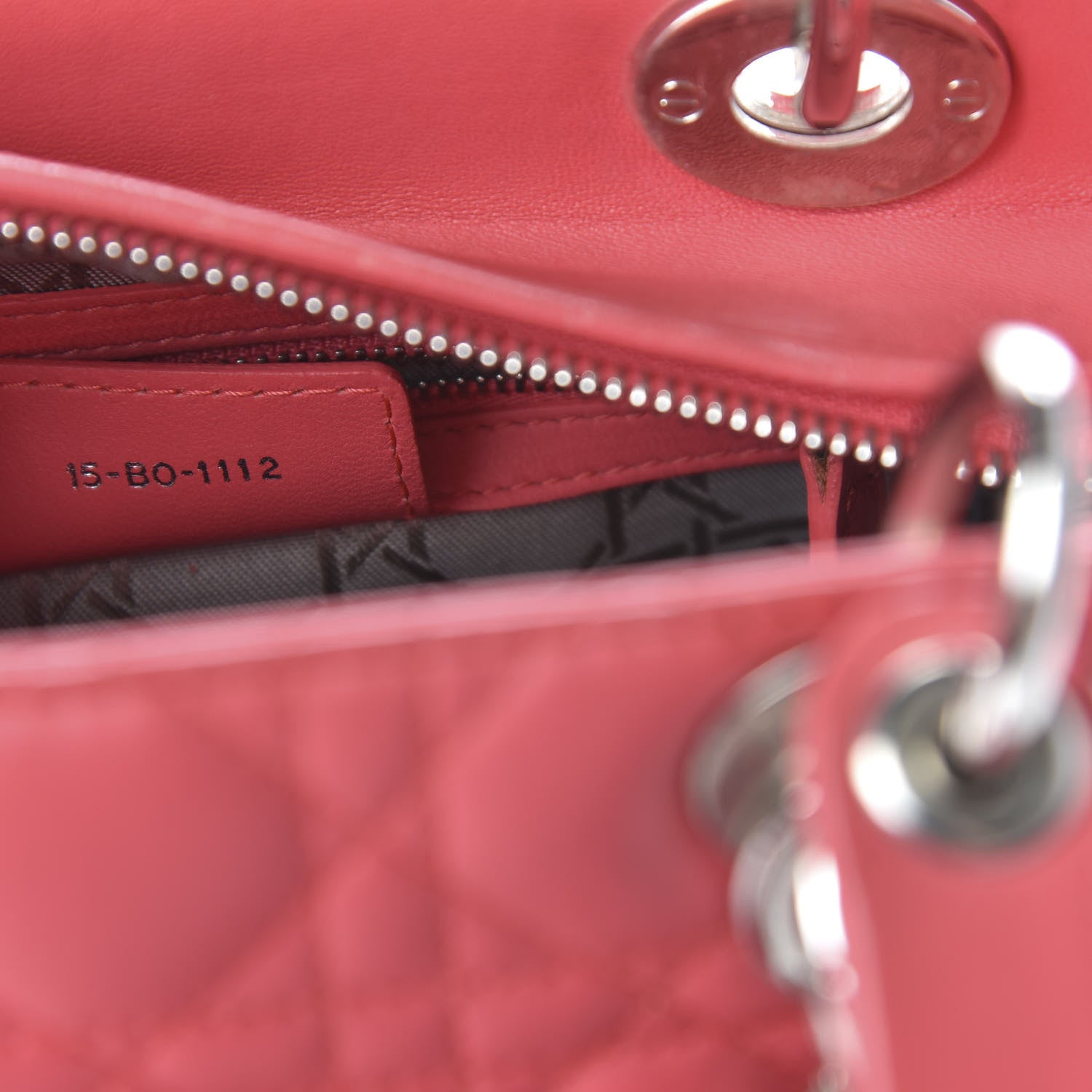 Christian Dior Lambskin Cannage Medium Lady Dior Coral 9 of 11