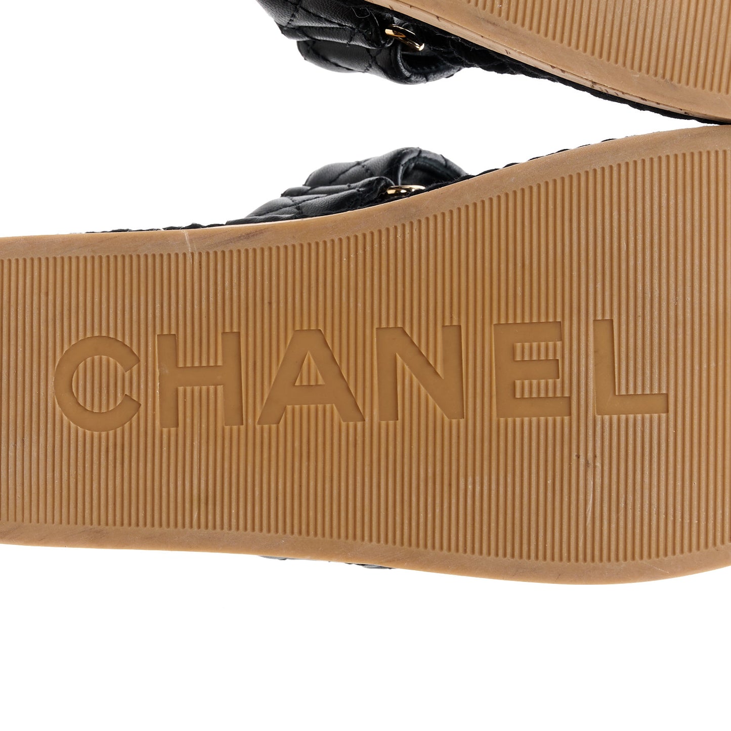 Cord Lambskin Quilted Logo Mules 37 Black