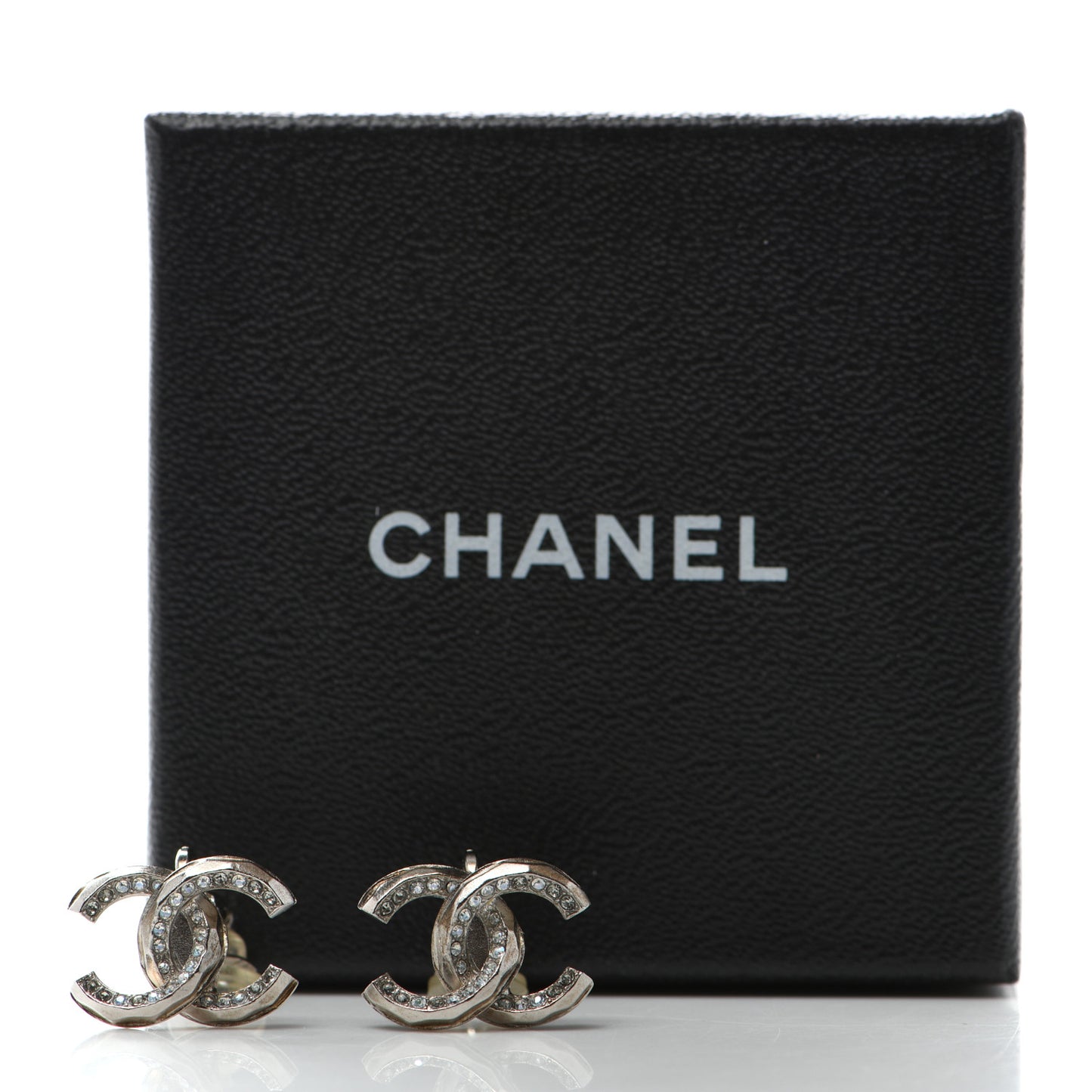 Crystal CC Clip on Earrings Silver