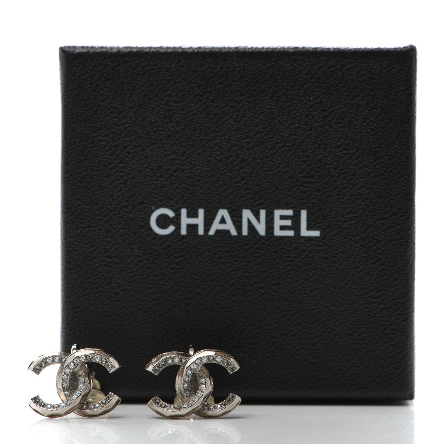 Chanel Crystal CC Clip on Earrings Silver 5 of 5