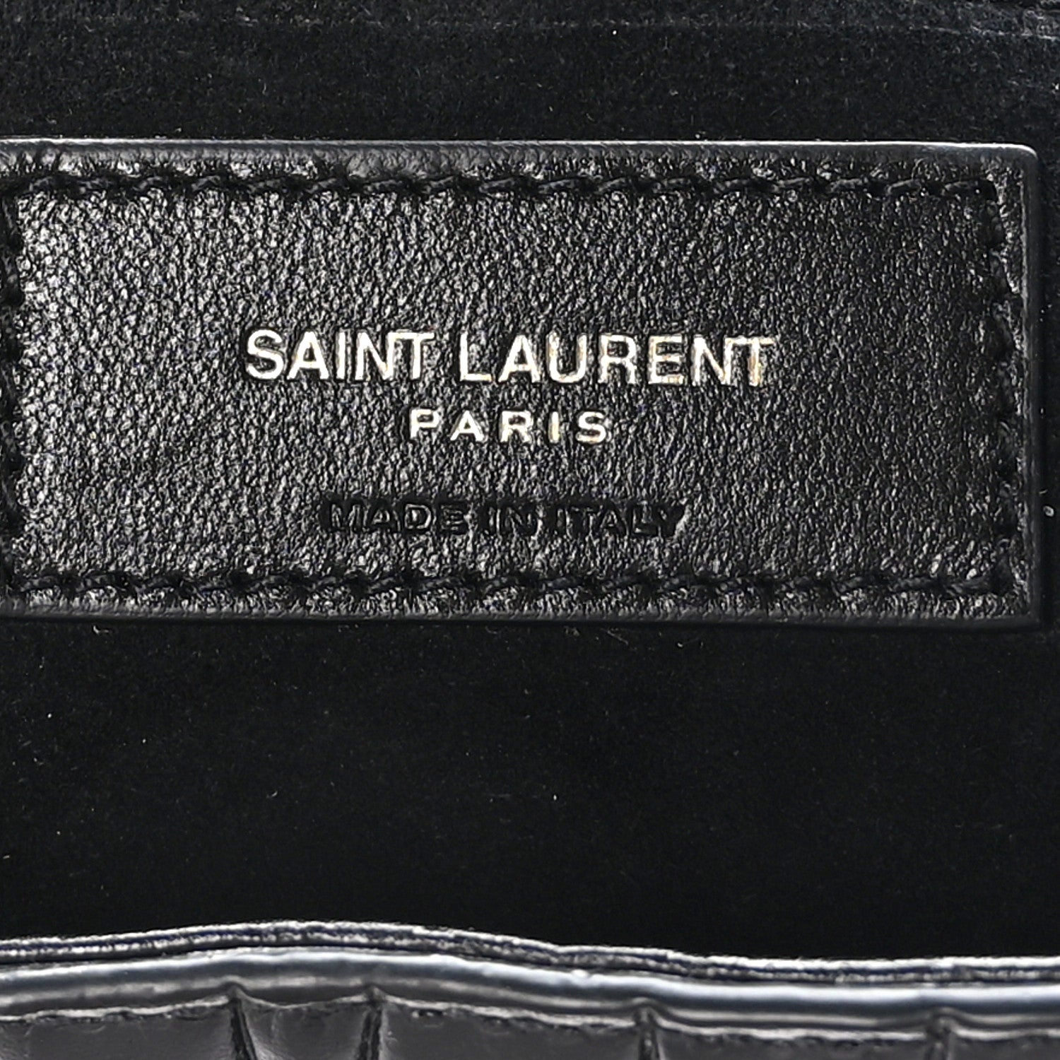 Saint Laurent Calfskin Crocodile Embossed LE 5 A 7 Hobo Black 6 of 10
