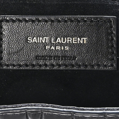 Saint Laurent Calfskin Crocodile Embossed LE 5 A 7 Hobo Black 6 of 10