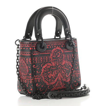Christian Dior Smooth Calfskin Painted Mini Heart Clover Lady Dior Black Red 3 of 16