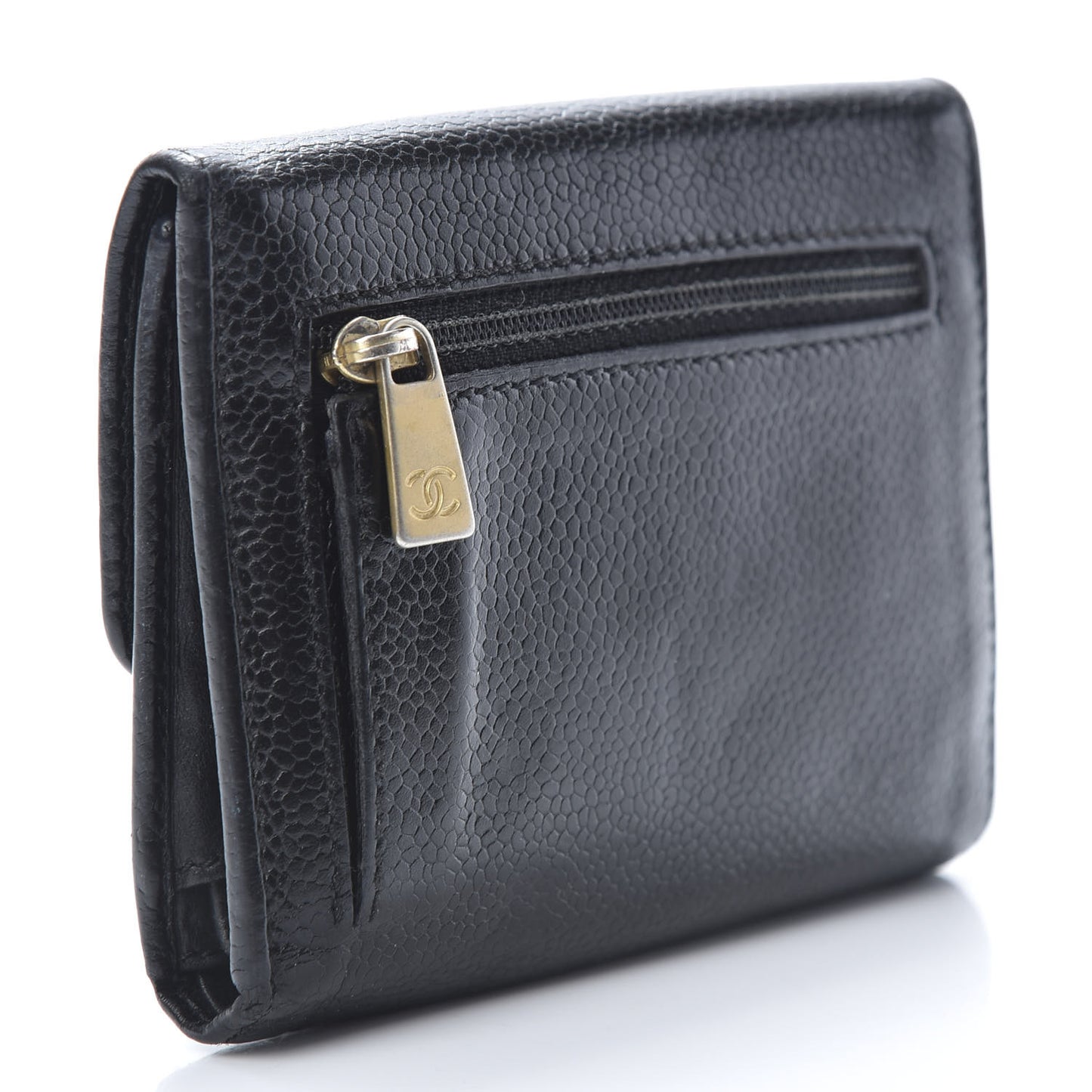 Caviar Timeless CC Compact Flap Wallet Black