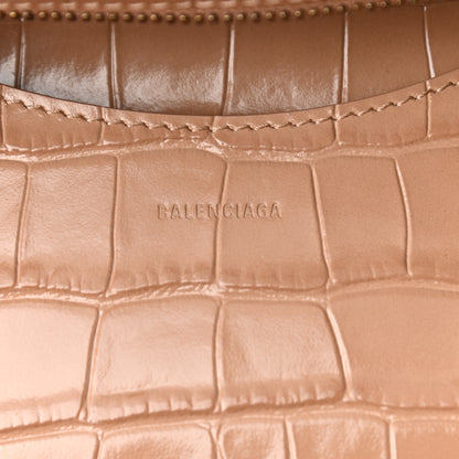 Balenciaga Shiny Supple Calfskin Crocodile Embossed Neo Classic Gold Hardware City Nude Beige 5 of 8