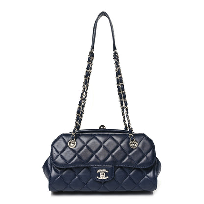 Chanel Calfskin Quilted Kisslock Frame Chain Bag Navy 1 of 10