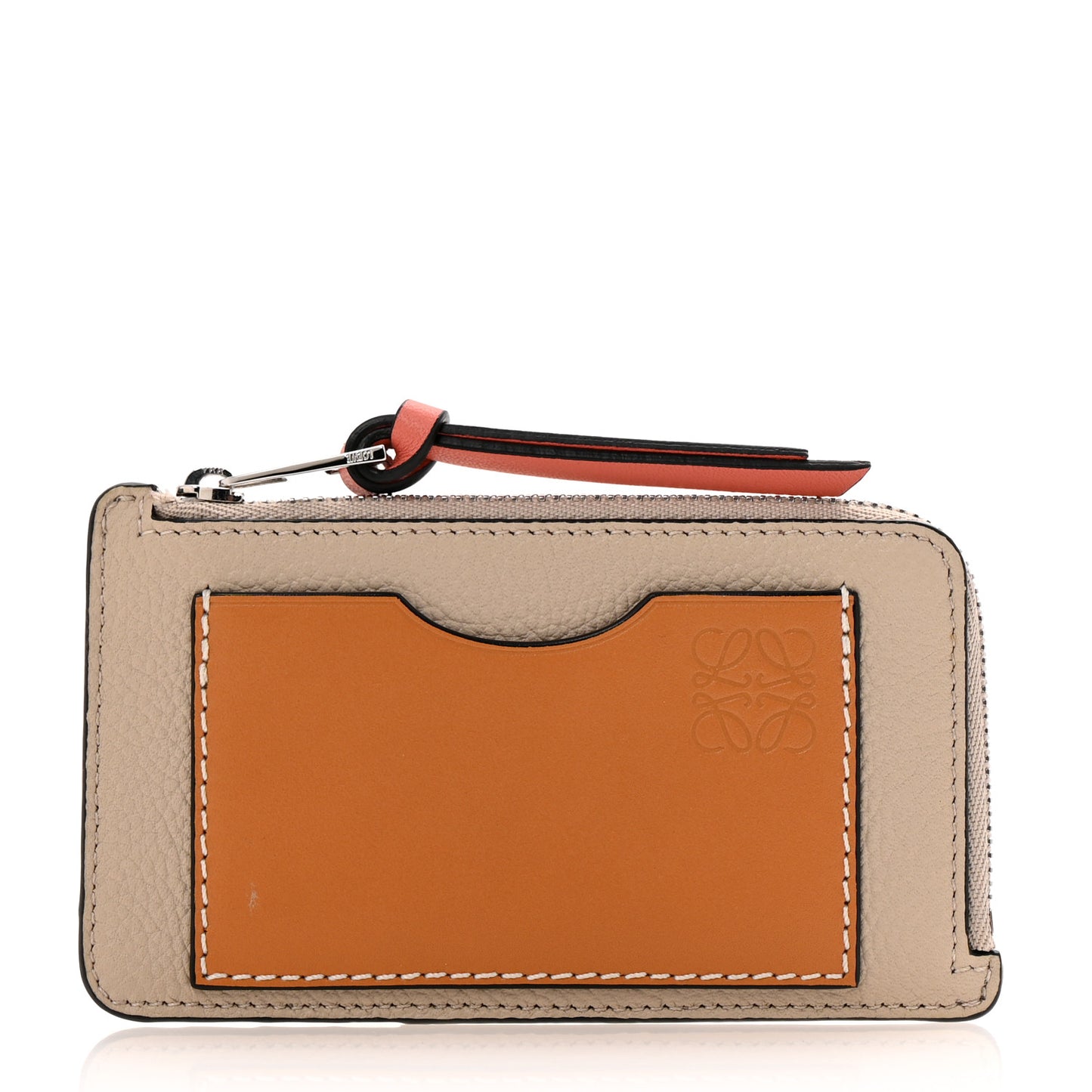 Soft Grained Calfskin Coin Card Holder Light Oat Honey