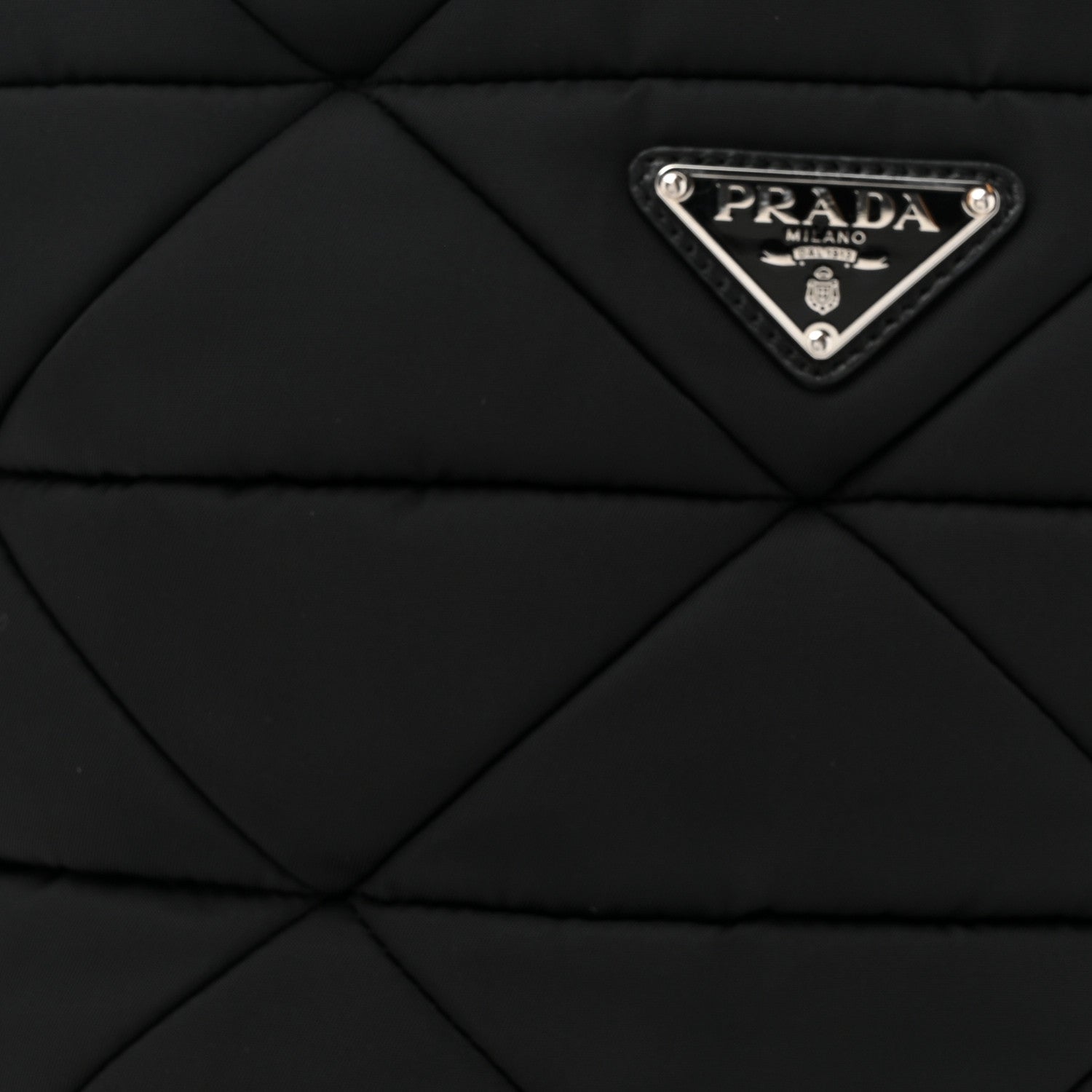 Prada Re-Nylon Nappa Triangle Quilted Padded Double Handled Zip Pocket Tote Black 7 of 9