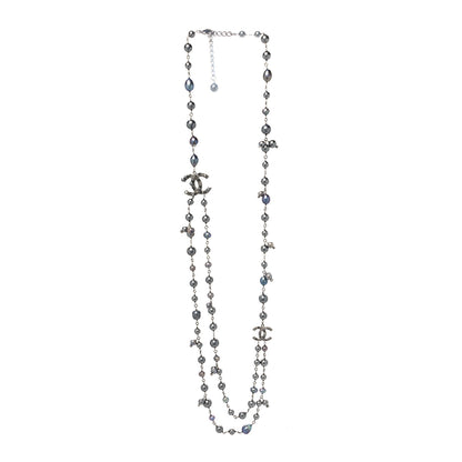 Chanel Ruthenium Crystal Pearl CC Necklace Grey 3 of 5