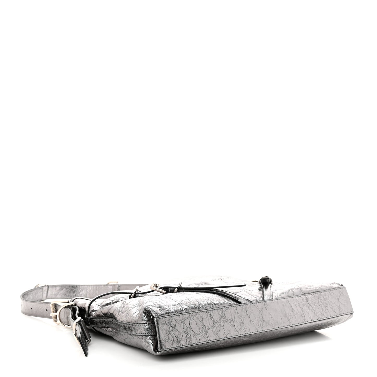 Metallic Calfskin Medium Voyou Bag Silver
