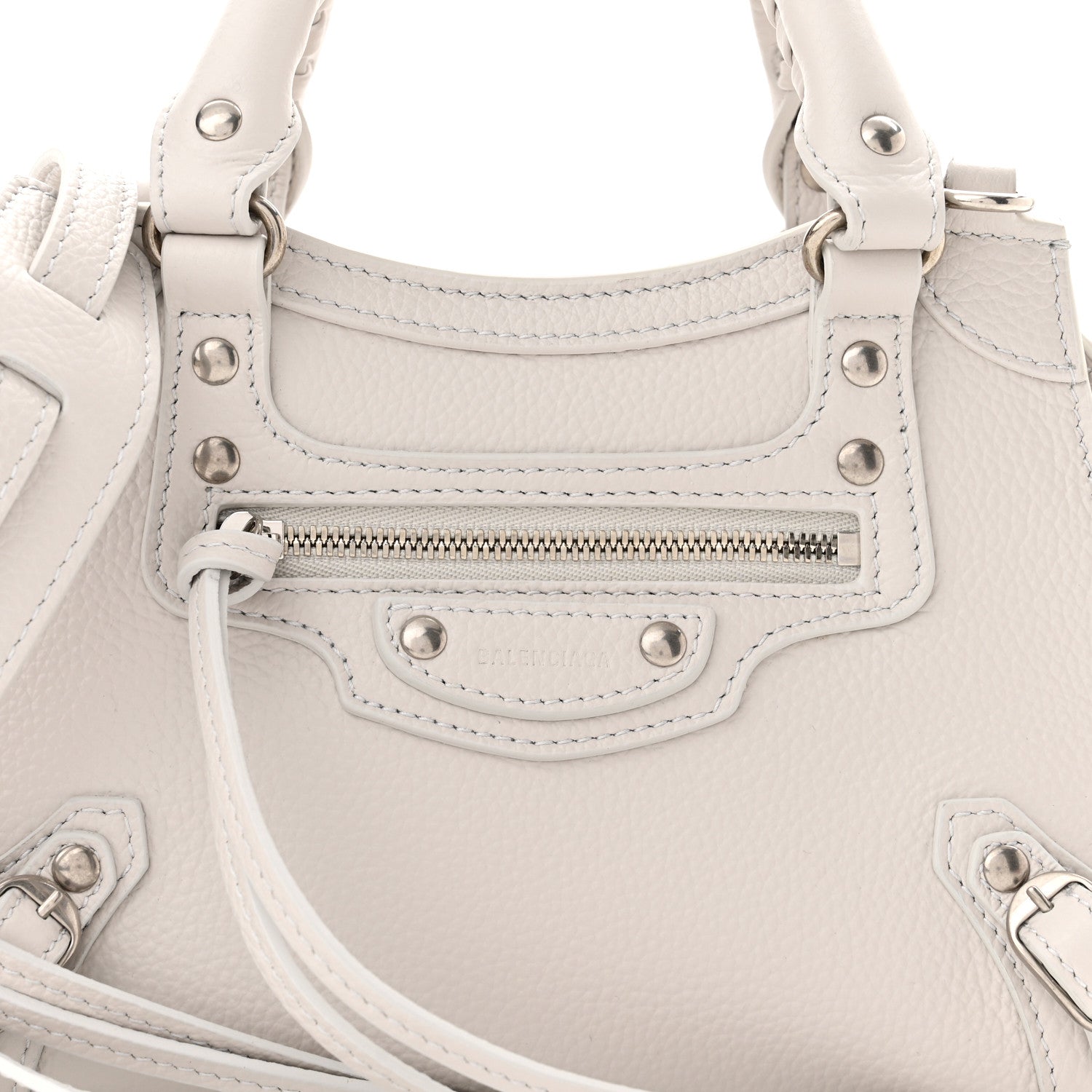Balenciaga Grained Calfskin Neo Classic Silver Hardware Mini City Chalky White 8 of 10