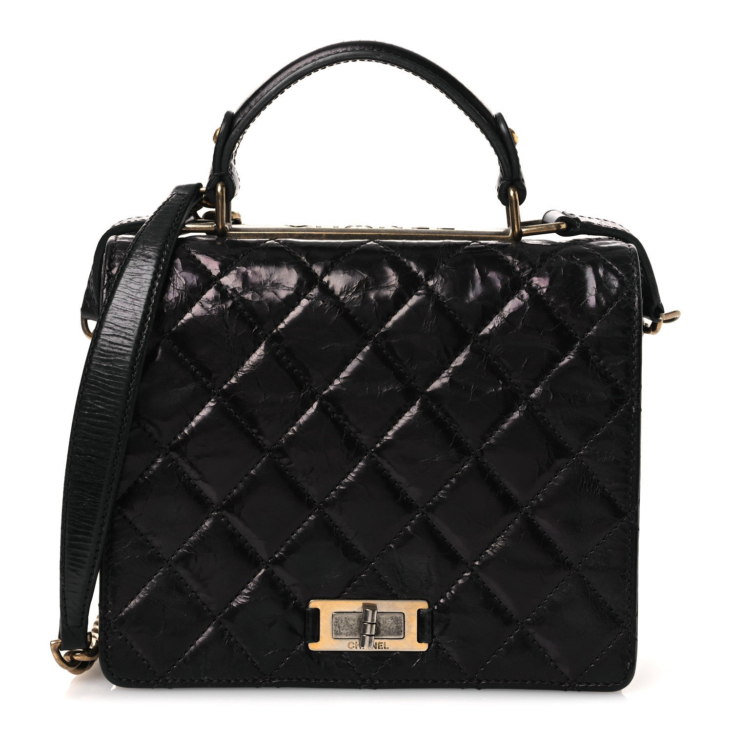 Chanel Glazed Calfskin Quilted Rita Top Handle Flap Black 1 of 20