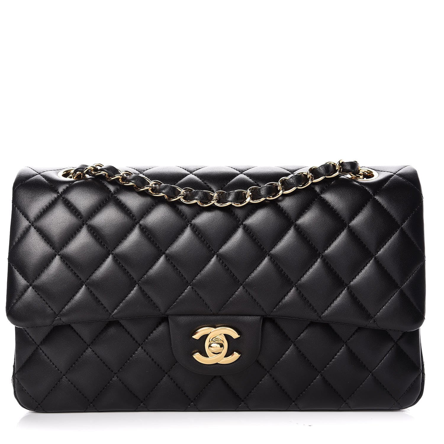 Chanel Lambskin Quilted Medium Double Flap Black 1 of 11