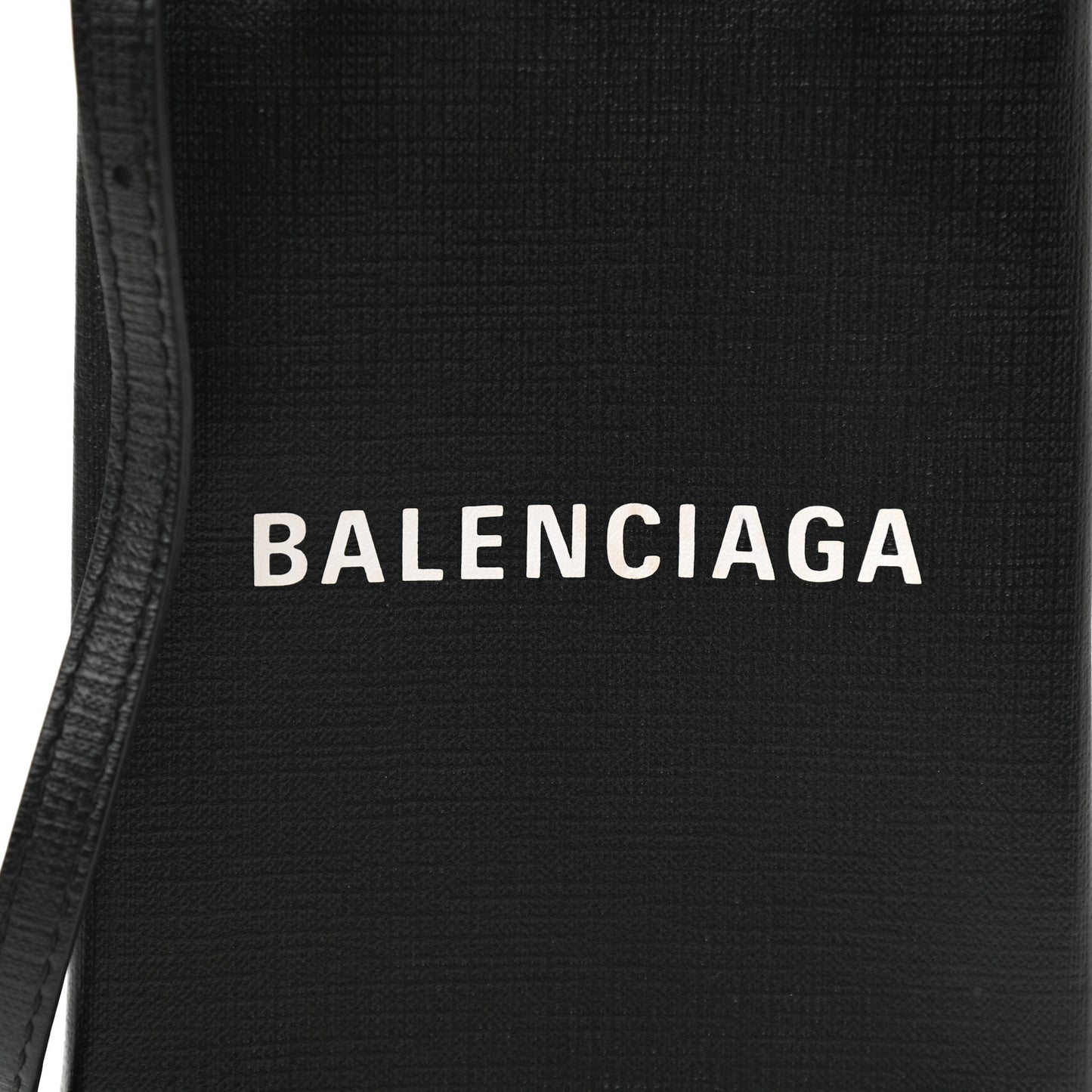 Squared Calfskin Logo Shopping Phone Holder Bag Black