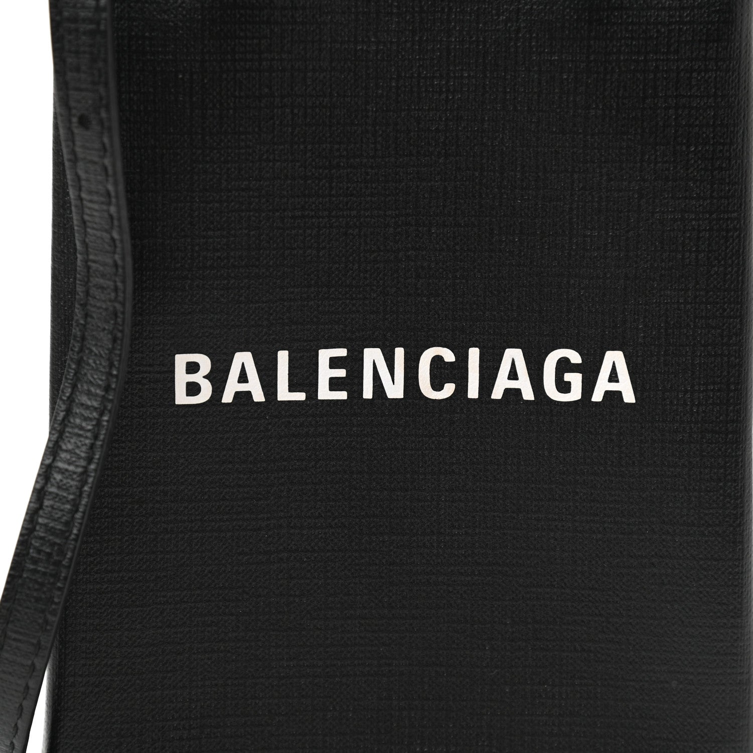 Balenciaga Squared Calfskin Logo Shopping Phone Holder Bag Black 7 of 9