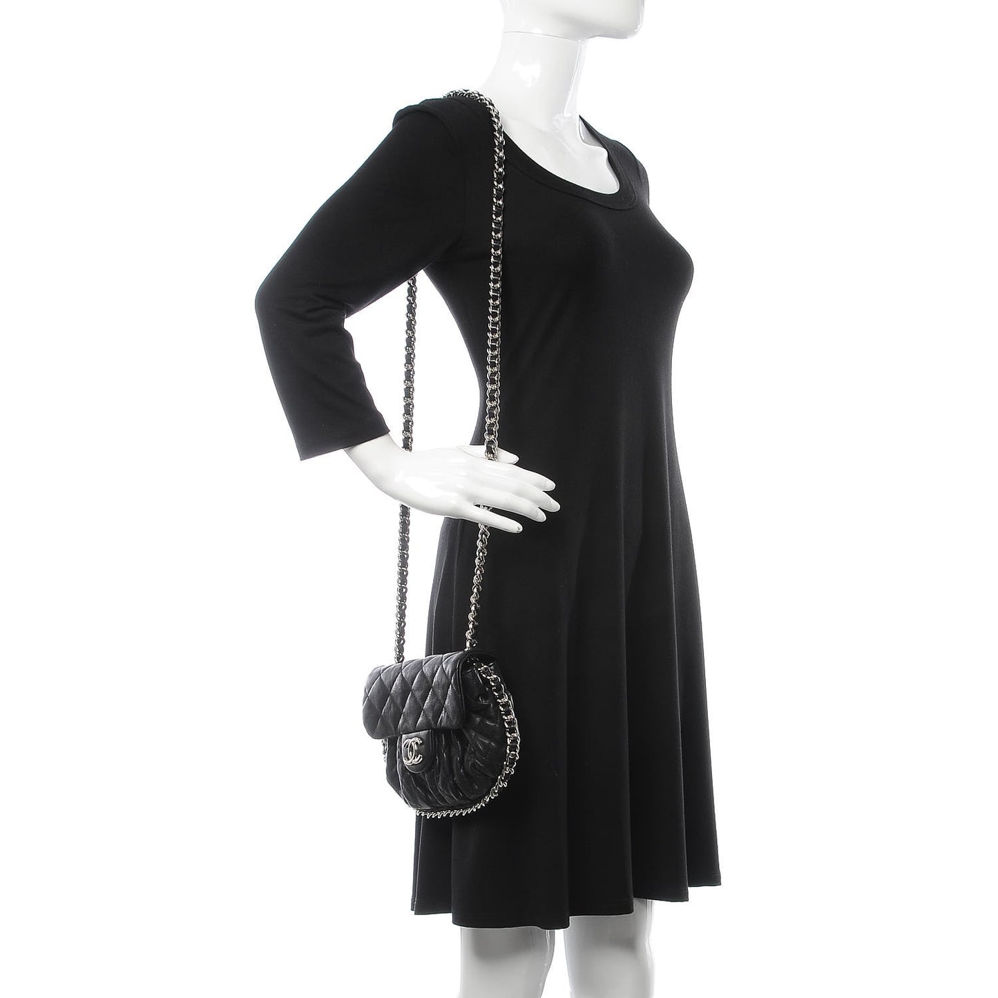 Washed Lambskin Quilted Mini Chain Around Flap Black