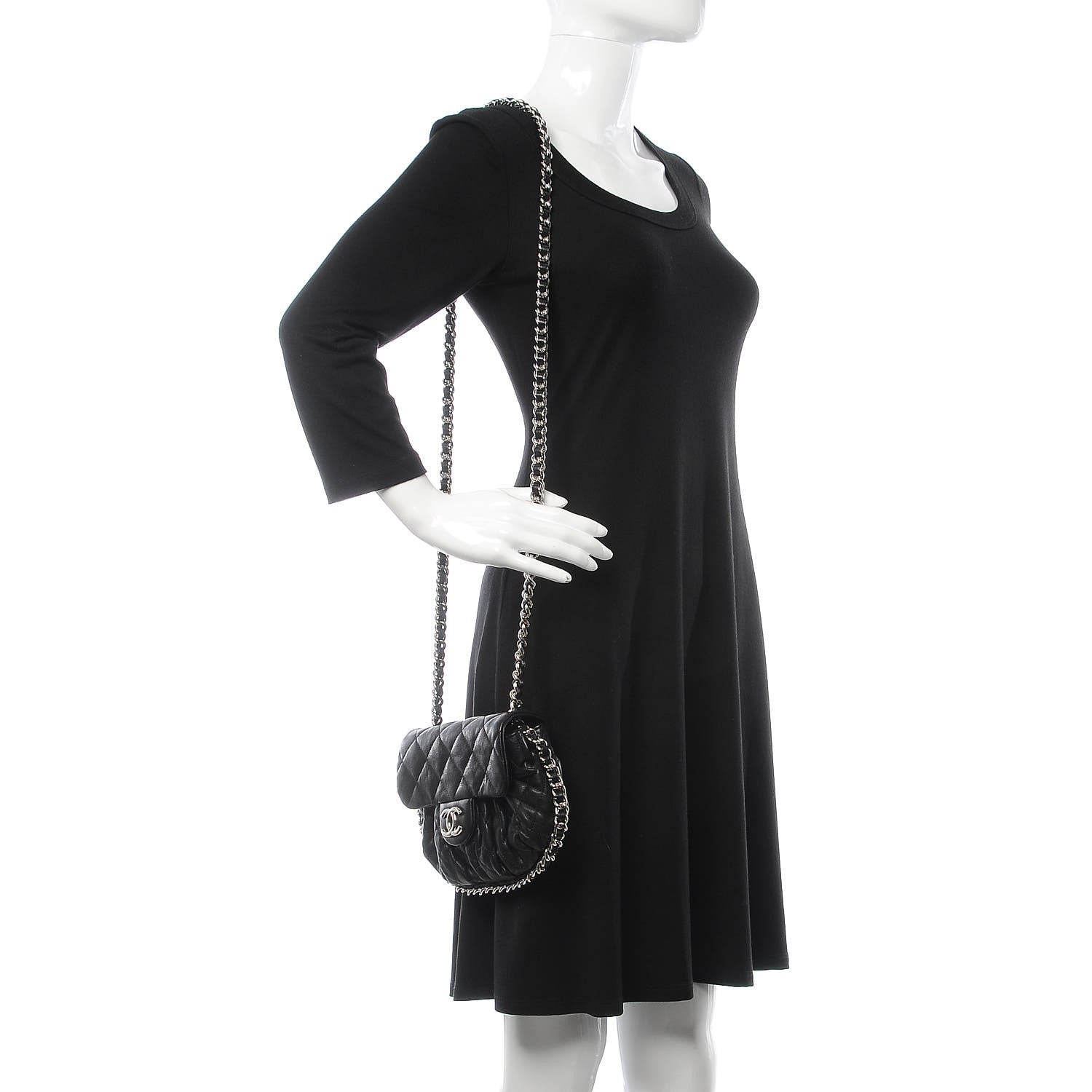 Chanel Washed Lambskin Quilted Mini Chain Around Flap Black 2 of 10