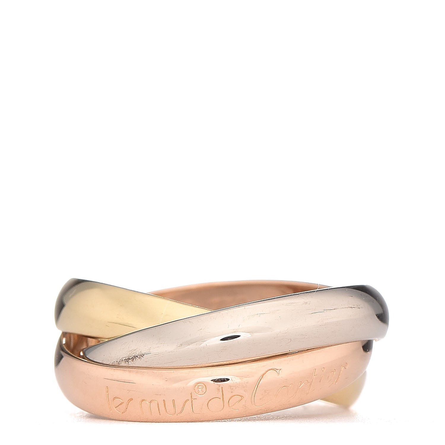 Cartier 18K Pink Yellow White Gold Classic Les Must De Trinity Ring 50 5.25 1 of 5