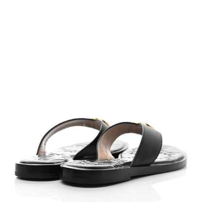 Gucci Lifford Calfskin GG Monogram Embossed Interlocking G 5mm Thong Sandals 38.5 Black 4 of 7
